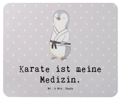 Produktbild von Mr. & Mrs. Panda Mousepad Pinguin Karate - Grau Pastell - Geschenk, Kampfsportart, pc, Mauspad, notebook, Selbstverteidigung, Mouse Pad, Verein, Kampfkunst