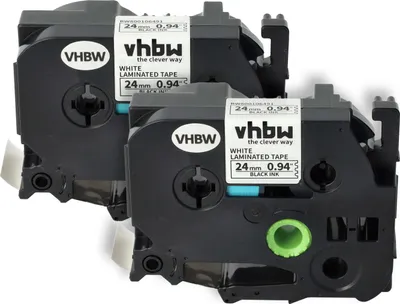 Produktbild von vhbw 2x Schriftband-Kassette kompatibel mit Brother P-Touch PT-D600VP, PT-540C, PT-580C, PT-D600 Etiketten-Drucker 8m x 24mm Schwarz auf Weiß