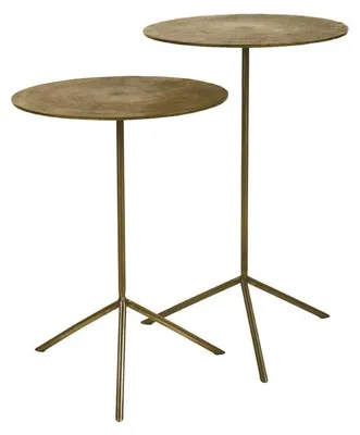 Zdjęcie produktu dla Pomax Jive, zestaw dwóch stolików pomocniczych, kolor złoty, średnica 36 cm, wysokość 47/57 cm