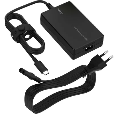 Productafbeelding van Belkin USB-C GaN-voeding, 100W Power Delivery, zwart. Modelnummer: INC016vfBK
