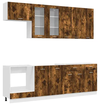 Productafbeelding van vidaXL Keukenelement LYON, 8 stuks, gerookt eikenhout, houtvezel