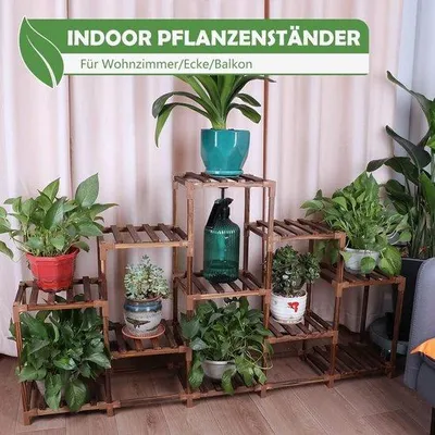 Obrázok produktu pre Drevený stojan na kvety s 11 poschodiami na balkón a do záhrady