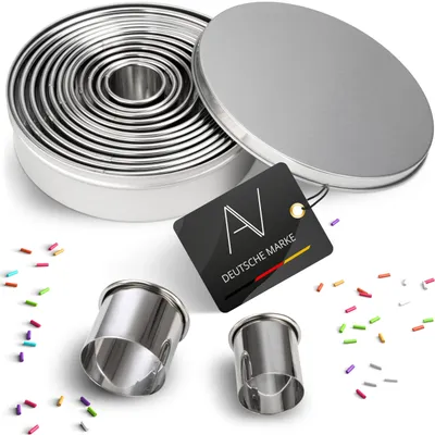Image de Lot de 12 emporte-pièces en acier inoxydable, anneaux, emporte-pièces, emporte-pièces ronds avec boîte de rangement