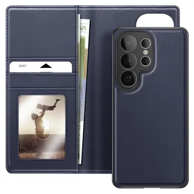 Image de Mayaxess, étui portefeuille 2-en-1 avec coque amovible pour Samsung Galaxy S26 Ultra, bleu nuit