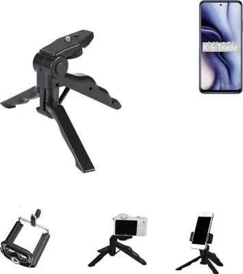 Produktbild von K-S-Trade Stativ Tisch-Ständer Dreibein Handy-Stativ Ständer kompatibel mit Xiaomi Mi 10i Mini-Stativ Smartphone Tripod Handy-Stativ aus Plastik