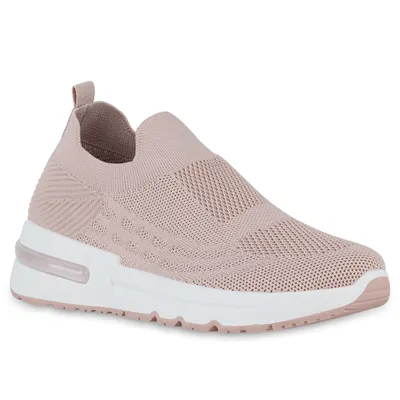 Produktbild von VAN HILL Damen Slip Ons Sportschuhe Sportliche Strick Profil-Sohle Schuhe 841255, Farbe: Altrosa, Größe: 40