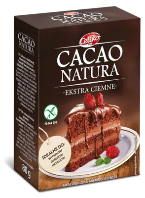 KAKAO W PROSZKU O OBNIŻONEJ ZAWARTOŚCI TŁUSZCZU EKSTRA CIEMNE BEZGLUTENOWE 80 g - CELIKO