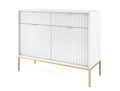 Obrázek produktu pro Furniture24 Nova KSZ104 Skříňka do obývacího pokoje s 2 dvířky a zásuvkami bílá 104x83x39