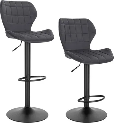 Produktbild von WOLTU Barhocker 2er Set höhenverstellbarer 360° Drehstuhl Barstuhl aus Samt Metall, Dunkelgrau