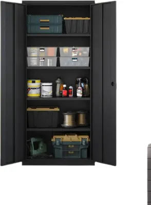 Zdjęcie produktu dla Wielofunkcyjna szafa na dokumenty – stal malowana proszkowo na matowy czarny kolor – 40 x 80 x 180 cm