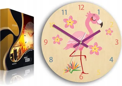 Produktbild von ModernClock, Wanduhr, Wanduhr für Kinder, Flamingo, stille Wanduhr, 30 cm