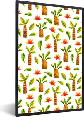 Produktbild von MuchoWow® Gerahmtes Poster Dschungel - Palme - Blätter 60x90 cm - Poster mit Schwarzem Bilderrahmen Wandposter Rahmen Foto Bilder - Kunst