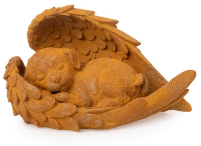 Produktbild von Novaliv Grabschmuck Hund Engelsfügeln rostfarben 22x13x13 cm Grabdekoration wetterfest Grabfigueren Kreuz für Friedhof Grabdeko Kreuz für Grab Gedenkstein Grabstein Deko Grabschmuck Allerheiligen