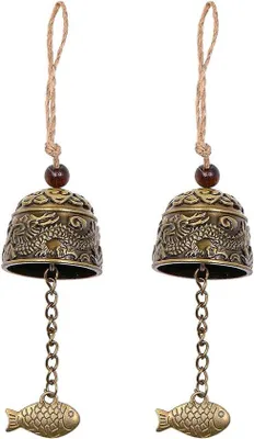 Image de Cloche verte porte-bonheur en métal pour le Feng Shui