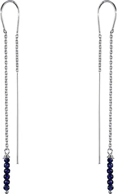 Produktbild von Materia Damen Ohrringe Durchzieher - 925 Silber Ohrhänger lang - Edelstein schwarz blau rot mit Geschenk-Box SO-382