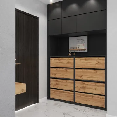 Image de Armoire à chaussures pour l'entrée | Etagère à chaussures modulaire | Armoire avec espace pour ranger les chaussures Banc à chaussures avec l'abattant GRIS MATT WOTAN Commode à chaussures