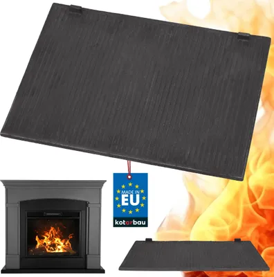 Immagine prodotto di KOTARBAU® Piastra Camino Ghisa 46 x 35 cm Antracite Piastra Ghisa per Camino Resistente al Calore Decorativa Motivo a Righe