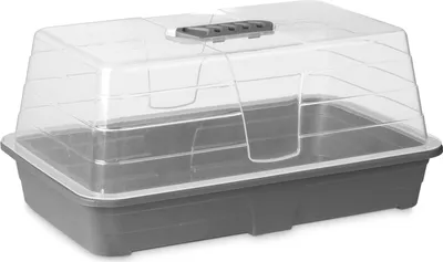 A minigewächshaus (mini greenhouse) made of plastic, designed for indoor use.