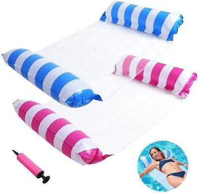 Produktbild von Opblaasbare Strandmat 2-pack für Erwachsene, rote + blaue, opblaasbare Schwimmhilfe für Erwachsene zum Schwimmen im Pool, Schwimmmatte