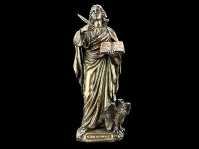 Produktbild von Heiliger Johannes – Dekofigur in Bronzeoptik, handbemalt, 8 cm × 6.5 cm × 21.5 cm, Modell WU76174A4