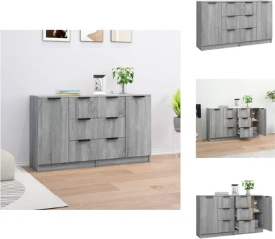 Immagine prodotto di vidaXL Credenze 2 pz. Grigio Sonoma 60x30x70 cm Materiale a base di legno - Credenze