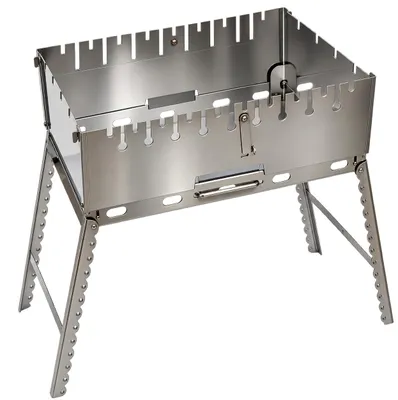 Produktbild von GOROCH Mangal Grill für 10 Spieße - Klappbarer Schaschlikgrill aus 2 mm Edelstahl mit Faltbeinen, Camping & Outdoor Grill