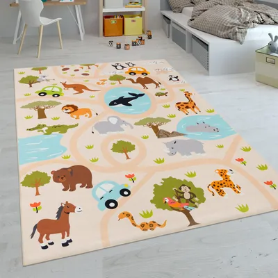 Produktbild von Kinder-Teppiche, Kurzflor-Teppiche für Kinderzimmer mit vers. Designs Spielteppiche Bunt Grösse 80x150 cm
