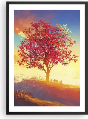 Produktbild von Gerahmtes Poster - Schwarzer Rahmen - Baum Wiese Feld - 50x70 cm - Wand Bild - Wanddeko - Wandbilder - Kunstposter - Wandposter - Bilderrahmen - Bilder - Kunstdruck - Wandbild - P2BPA50x70-3715