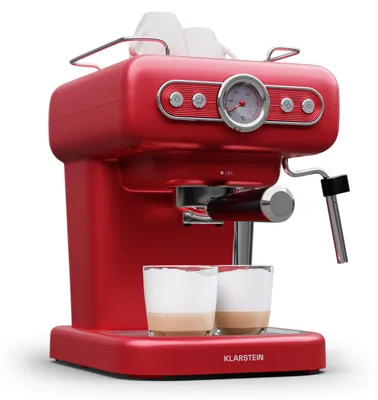 Produktbild von Klarstein Espresso Siebträgermaschine mit Milchaufschäumer, 1,2L Retro Mini-Espressomaschine mit Siebträger, 950 W Kaffeemaschine Klein, Edelstahl-Kaffeemaschine für Cappuccino, Latte & Macchiato