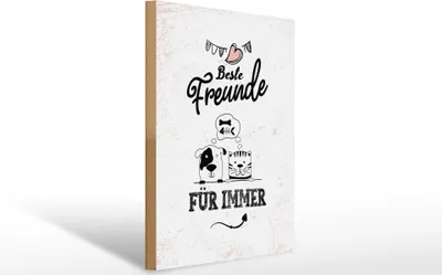 Produktbild von Holzschild Beste Freunde für immer, 40x30 cm, Holzschilder Spruch Glück Weisheit