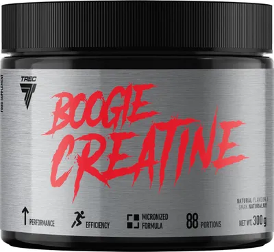 A product shot of a container of Trec Nutrition Boogie Creatine.