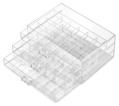 Acryl-Aufbewahrungsbox, 72 Fächer, 3 Ebenen, staubdicht, transparent