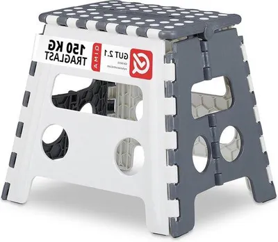 Produktbild von Famanu Klapptrittstuhl hohe Stufe - 120 kg - Kunststoff - 32 x 37 x 29,5 cm - grau/weiß