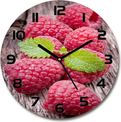 Produktbild von Wanduhr aus Glas 30fi Glasbild Glasuhr Gehärtetes Glas - schwarze-zeiger - Raspberries