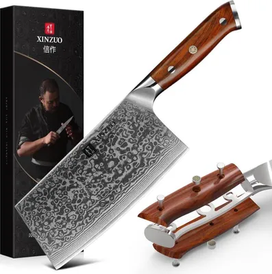 Produktbild von XINZUO Hackmesser Damaststahl 18cm Chinesisches Kochmesser mit Rosewood Griff