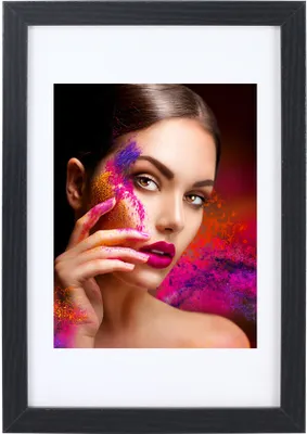 Produktbild von Holz Bilderrahmen Lifestyle Plexi Foto Rahmen Collage Wanddeko Poster HR-25 - Farbe: Schwarz | Format: 29,7x42