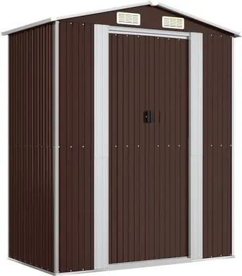 Obrázek produktu pro vidaXL Kůlna na nářadí tmavě hnědá 192x108x223 cm Pozinkovaná ocel