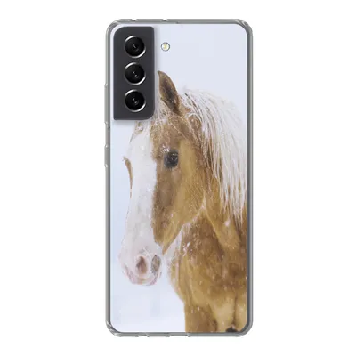 Produktbild von MuchoWow® Handyhülle Schutzhülle Hülle für Samsung Galaxy S21 FE Pferd - Schnee - Winter Silikon Softcase Handy Hülle - Mobiltelefonhülle