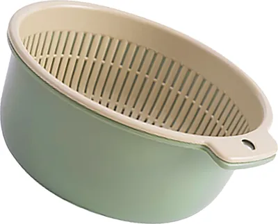 Obrázok produktu pre Ovocie Zelenina Umývací kôš Okrúhly dvojvrstvový kuchynský cedník Colander Bowl Set na umývanie ovocia Zelenina Zelená