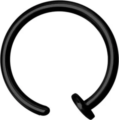 Produktbild von Open Nasen Piercing Ring Black Stahl 316L Lippe Hoop Nasenring Glänzend 1,0mm BK-BONR - 8.0 Millimeter