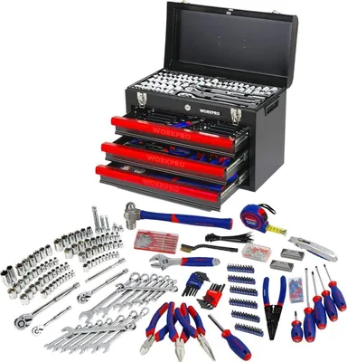 Image de WORKPRO mallette à outils grande 408pcs. avec 3 tiroirs métalliques