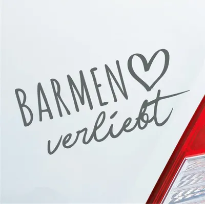Produktbild von Auto Aufkleber Barmen verliebt Herz Stadt Heimat Liebe Car 19x9 cm Grau Sticker Heckscheibenaufkleber