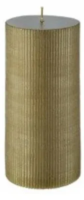 Image de Livarno Bougie décorative côtelée cylindre doré 15 cm