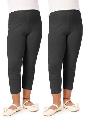 Produktbild von Merry Style Mädchen 3/4 Leggings aus Viskose 2 Pack MS10-131 (Schwarz/Schwarz (2Pack), 110 cm)