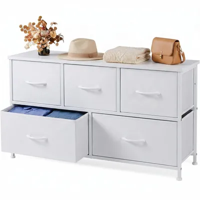 Produktbild von Sweetcrispy Kommode mit Schubladen - kommoden & Sideboards Komodenschrank mit 5 Schubladen, Stoffkommode mit Stabilem Stahlrahmen