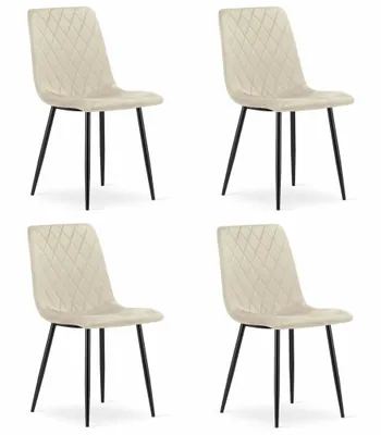 Produktbild von Esszimmerstuhl Wohnzimmerstuhl Stuhl mit Velours-Sitz mit schwarzen Metallbeinen, Wohnzimmer, Büro, Schlafzimmer Esszimmer schwarz 4er Set