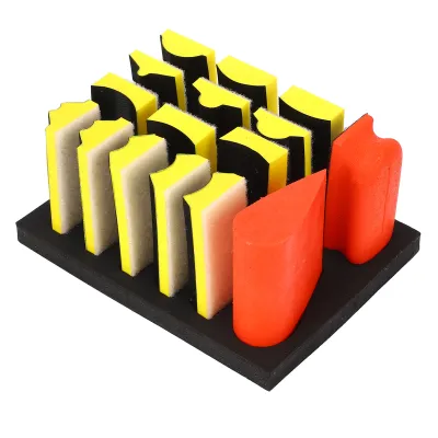 Produktbild von 16PCS Handschleifklötze Selbstklebend Rille gekrümmte Oberfläche Polierblock für Holzbearbeitung