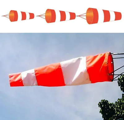 Produktbild von Flughafen-Windsack Rot + Weiß Ripstop-Polyester Windmessung 60/80/100 cm