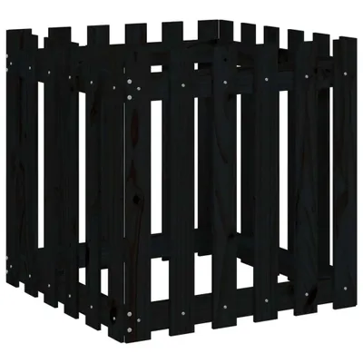 Produktbild von vidaXL Pflanzkübel Lattenzaun-Design Schwarz 60x60x60 cm Kiefernholz