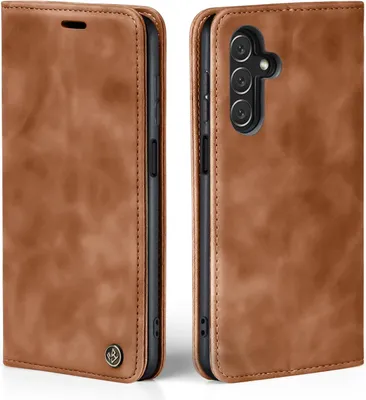 Produktbild von Handy Hülle für Samsung Galaxy A25 5G Klapphülle Bookcase Flip Cover Handy Tasche Etui Farbe: Hellbraun